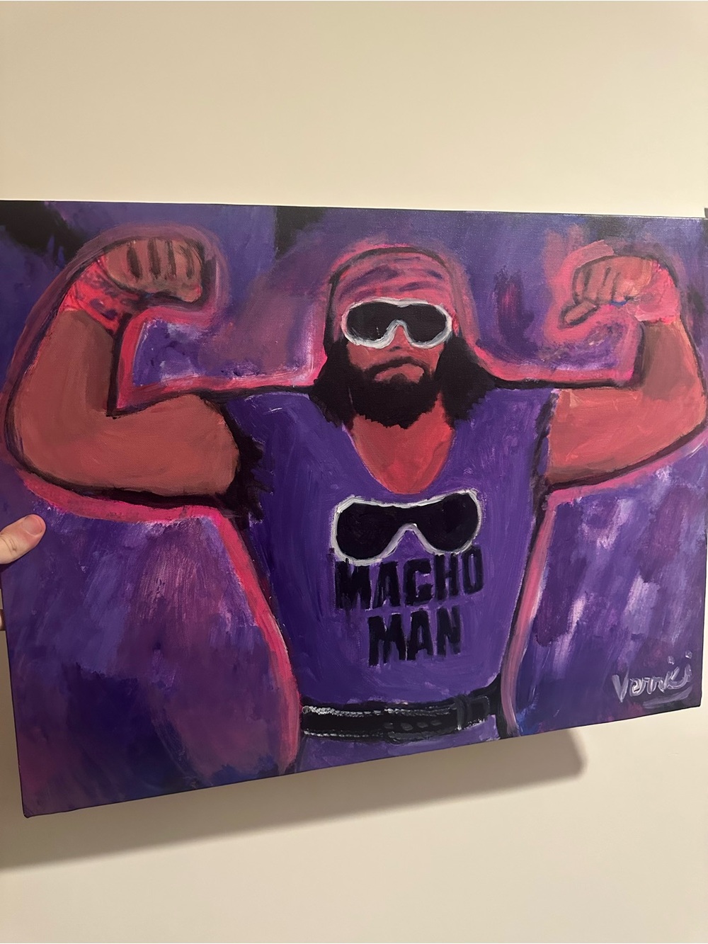 Macho Man Purple Pop Art Randy Savage Canvas Painting 18x24